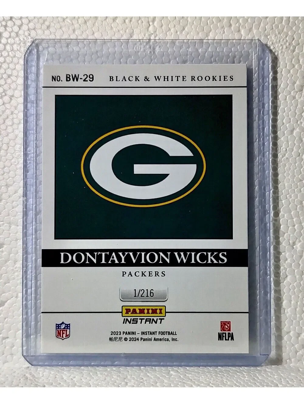 Dontayvion Wicks 2023 Panini NFL #29 Black & White Rookies Card Packers 1/216